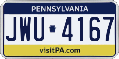 PA license plate JWU4167