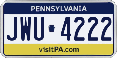 PA license plate JWU4222