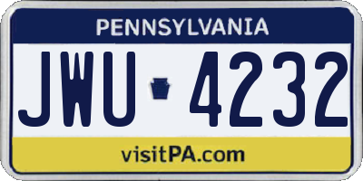 PA license plate JWU4232
