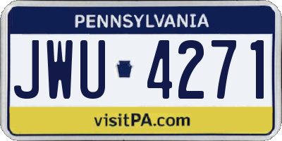 PA license plate JWU4271