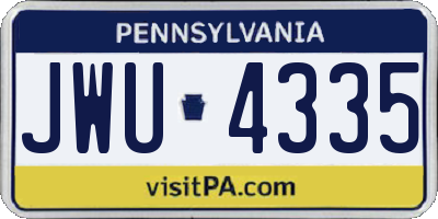PA license plate JWU4335