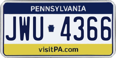 PA license plate JWU4366