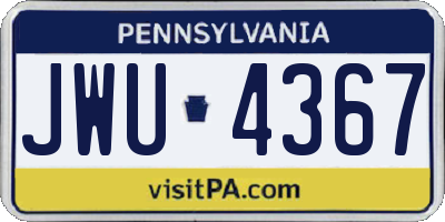 PA license plate JWU4367