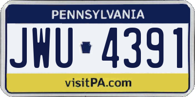 PA license plate JWU4391