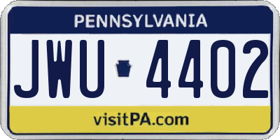 PA license plate JWU4402