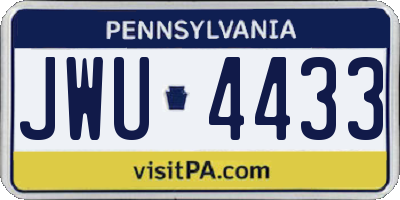 PA license plate JWU4433