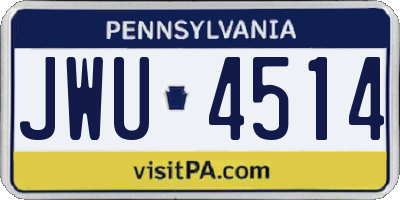 PA license plate JWU4514