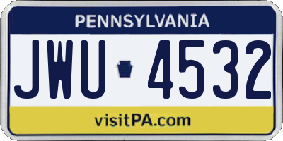 PA license plate JWU4532