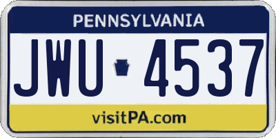 PA license plate JWU4537