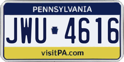 PA license plate JWU4616