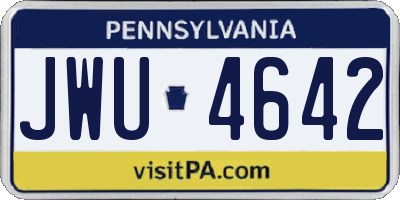 PA license plate JWU4642