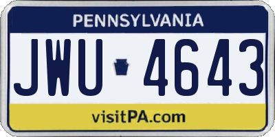 PA license plate JWU4643