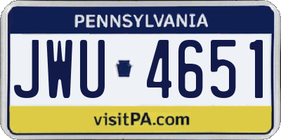 PA license plate JWU4651