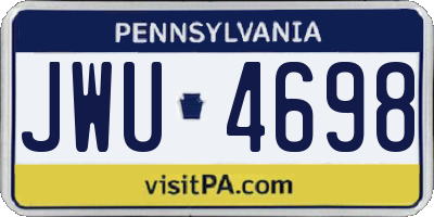 PA license plate JWU4698