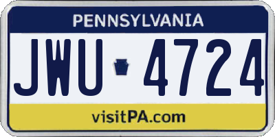 PA license plate JWU4724