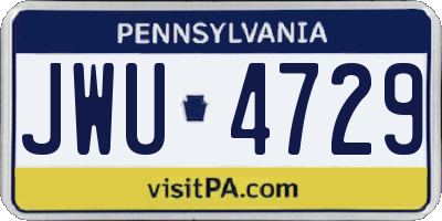 PA license plate JWU4729