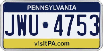 PA license plate JWU4753