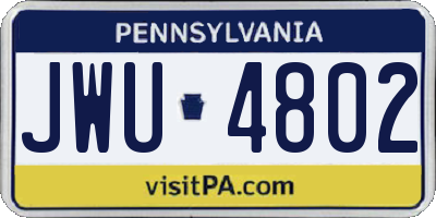 PA license plate JWU4802