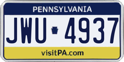 PA license plate JWU4937