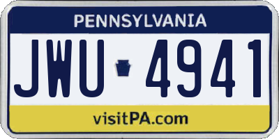 PA license plate JWU4941