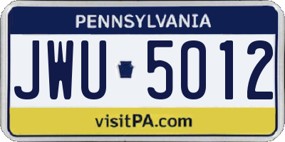 PA license plate JWU5012