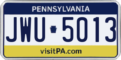 PA license plate JWU5013