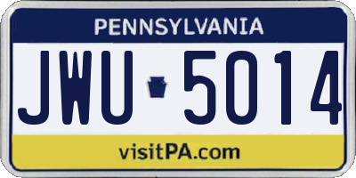 PA license plate JWU5014