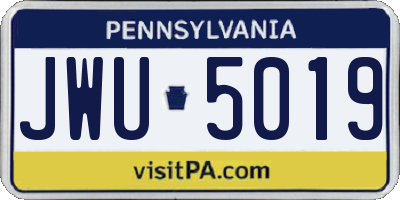 PA license plate JWU5019