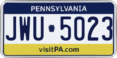 PA license plate JWU5023