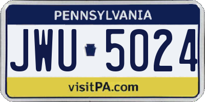 PA license plate JWU5024