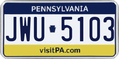 PA license plate JWU5103