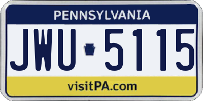 PA license plate JWU5115