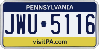 PA license plate JWU5116