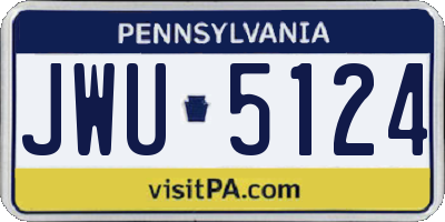 PA license plate JWU5124