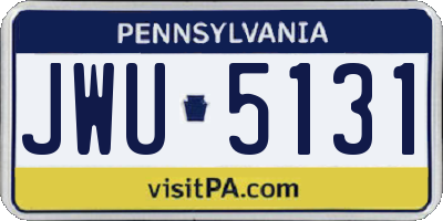 PA license plate JWU5131