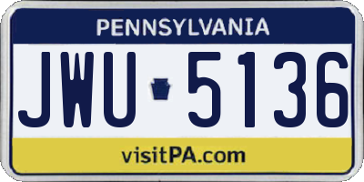 PA license plate JWU5136