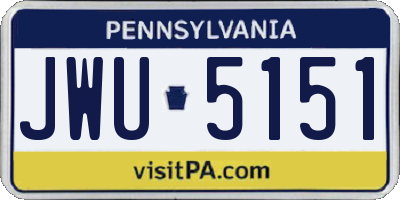 PA license plate JWU5151