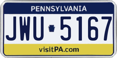 PA license plate JWU5167