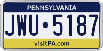 PA license plate JWU5187