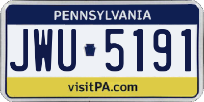 PA license plate JWU5191