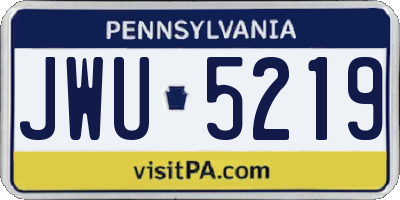 PA license plate JWU5219