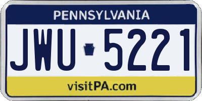 PA license plate JWU5221
