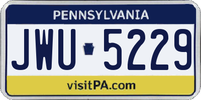 PA license plate JWU5229
