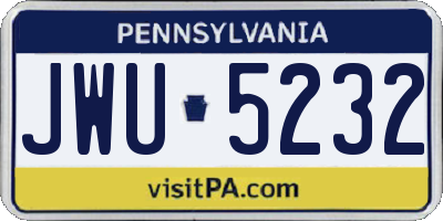 PA license plate JWU5232