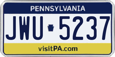 PA license plate JWU5237