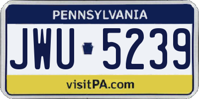 PA license plate JWU5239