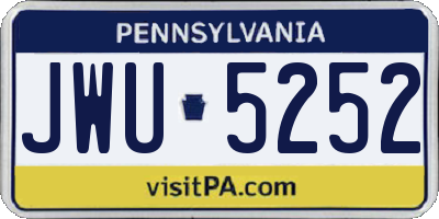 PA license plate JWU5252