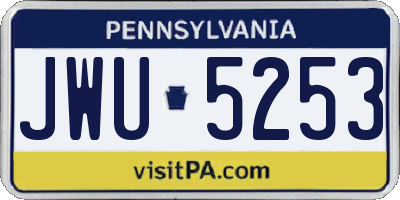 PA license plate JWU5253