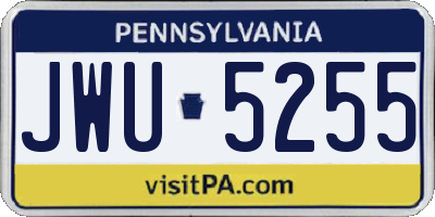 PA license plate JWU5255
