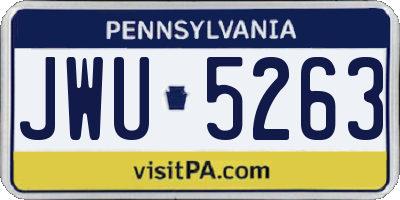PA license plate JWU5263